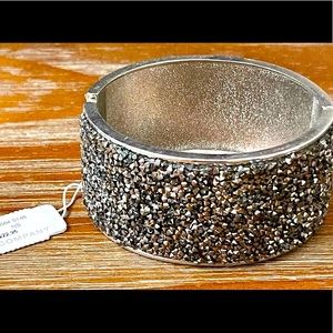 NY&Co. Gunmetal Grey Jewel Crusted Cuff Bracelet